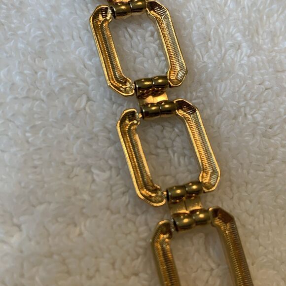 Vintage Monet Gold-Tone Geometric Link Bracelet 1970s Bold Statement - Picture 8 of 10